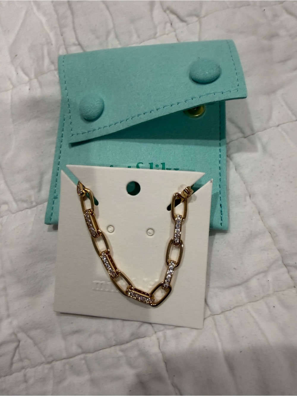 Mint & LilyGold Link Chain Bracelet with Pavé Crystal Accents - Gold